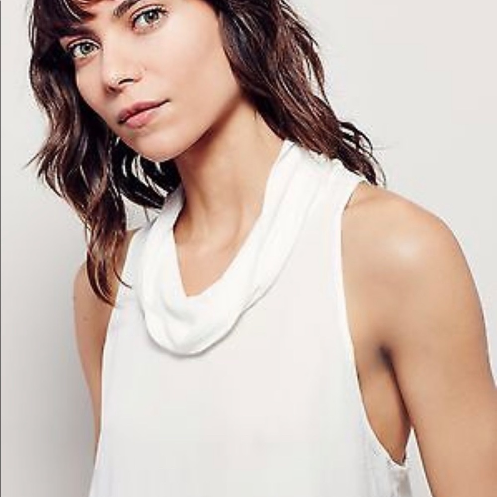 EUC FREE PEOPLE CITY LIGHTS COWL NECK SLEEVELESS TANK TOP IVORY